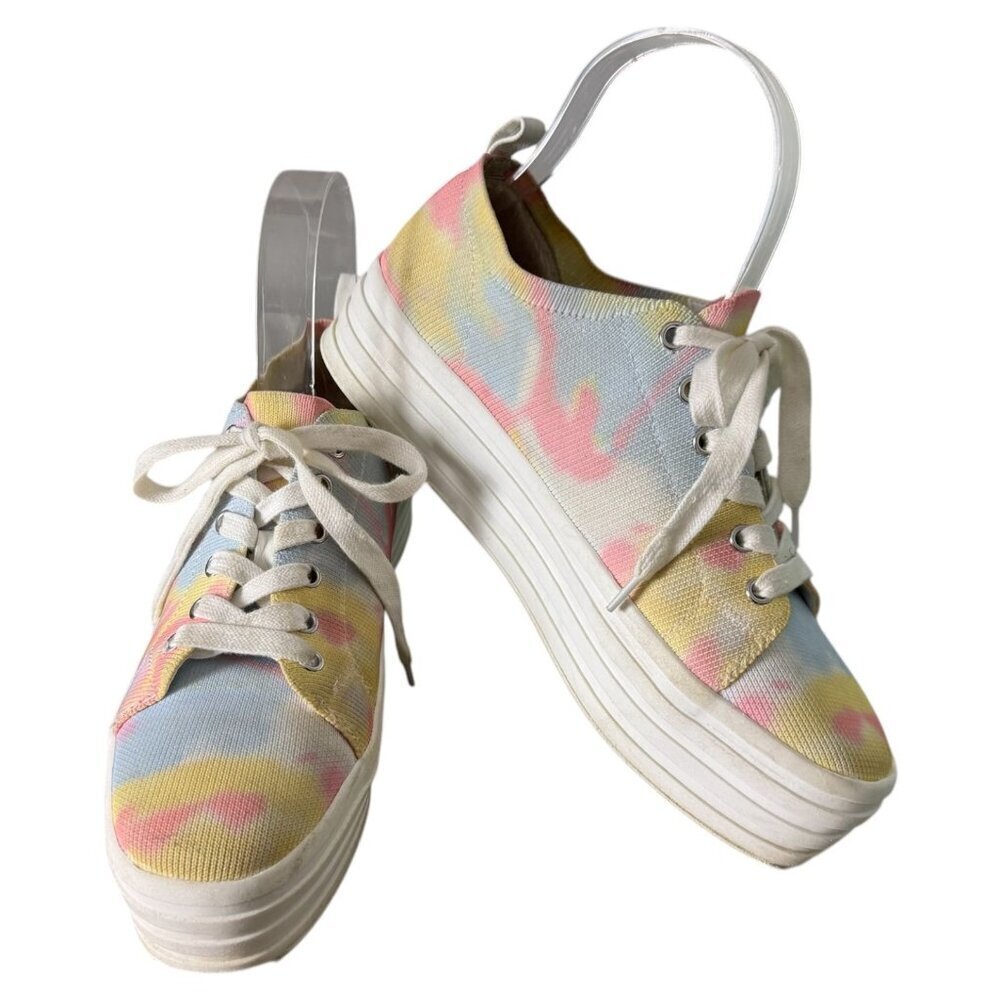 Gianni Bini Marnahtwo Tie-Dye Pastel Platform Sneakers Womens Size 8